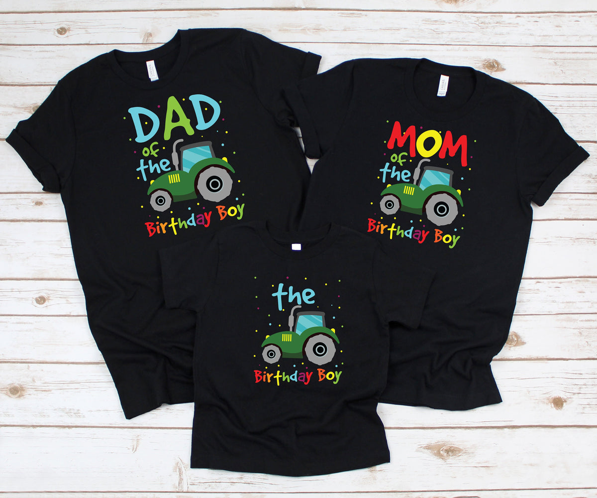 Farmer Tractor Birthday Boy Themed Party Matching Family Mom Dad TShirt TShirt Hoodie Baby One Piece Hoodie – Aesthetic Look · Trending Graphic Apparel