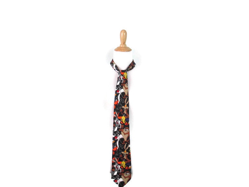 199039s Looney Tunes Necktie Bugs Bunny Sylvester Tweety Bird Daffy Duck Taz Cartoon Themed Tie Vintage Warner Bros Accessories Graphic Tee – Easygoing Wear · Top Pick For Any Outfit