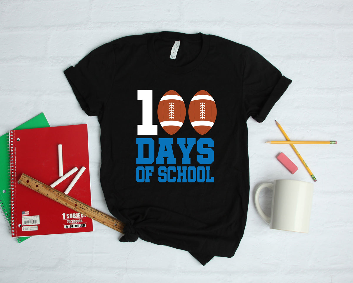 Football 100 Days of School Athlete TShirt Hoodie Sweatshirt Long Sleeve Apparel Gift Hoodie – Warm & Stylish · High-Quality Print