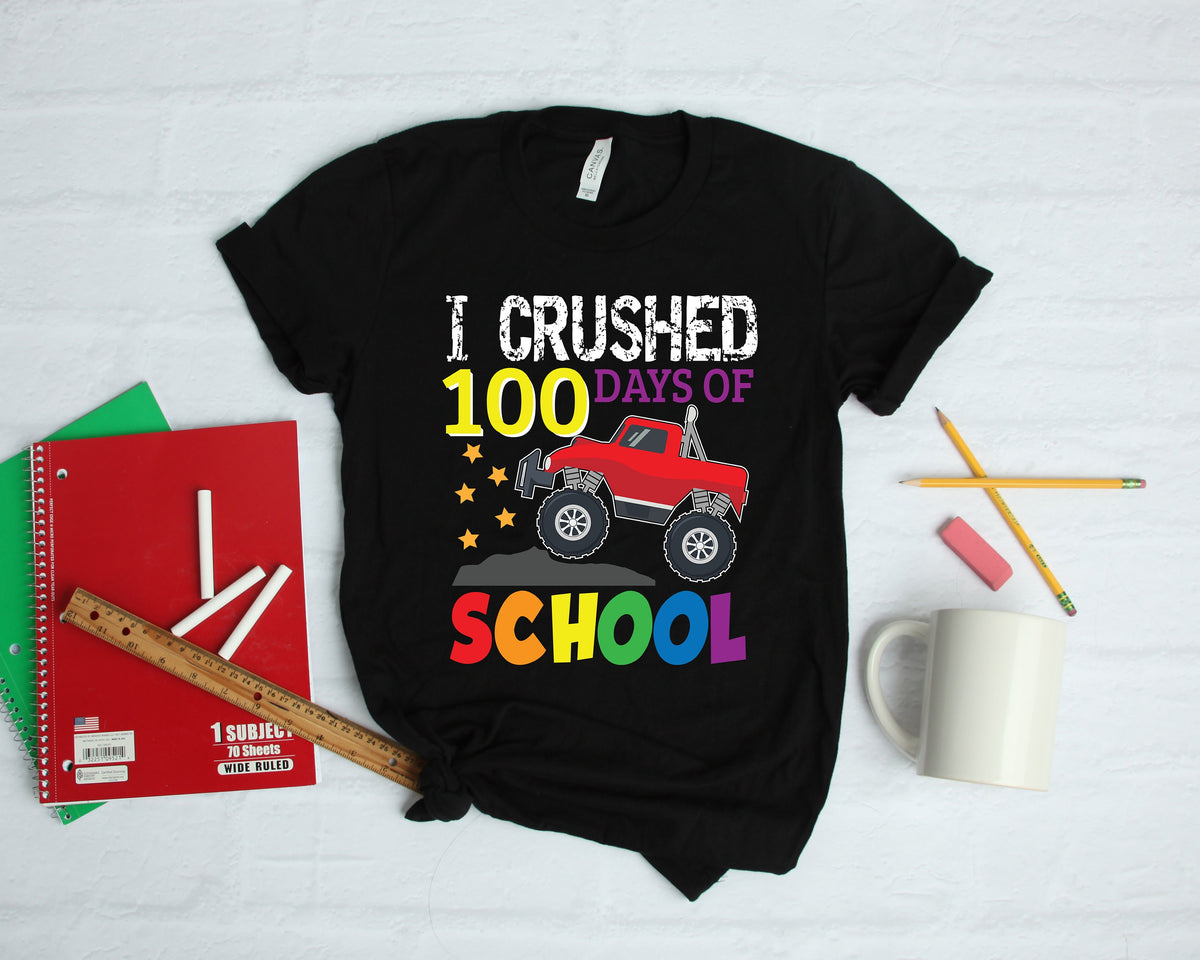 Monster Truck 100 Days of School TShirt Hoodie Sweatshirt Long Sleeve Apparel Gift Hoodie – Aesthetic Look · Top Pick For Any Outfit