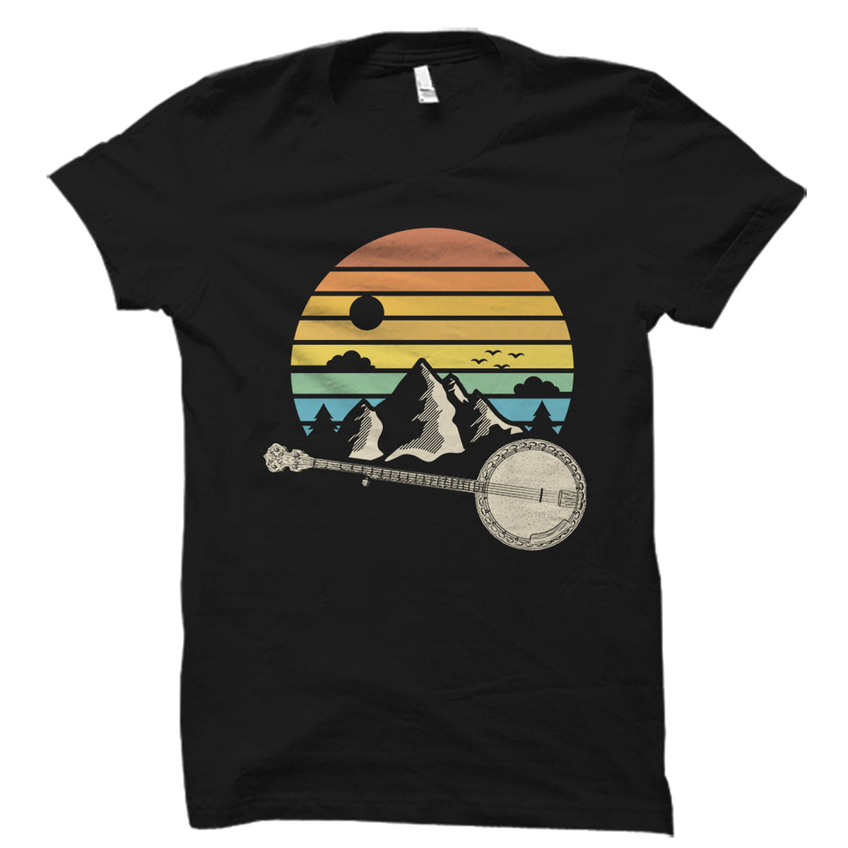 Cool Banjo Shirt Banjo Lover Gift Banjo Player Shirt Banjo Fan Gift Banjo Teacher Shirt Banjo Player Gift Banjo Retro Mountain OS2815 Graphic Tee – Bold Style · High-Quality Print