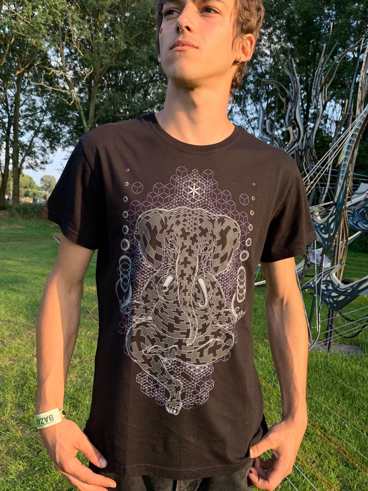 Ganesha yoga shirt for men GANESCHER BLACK psychedelic elephant tee Ganesh sacred geometry unisex shirt yoga unisex t shirt Graphic Tee – Premium Graphic · Top Pick For Any Outfit