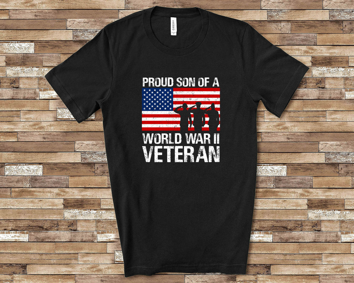 Proud Son of a World War II Veteran Matching Family Shirt Great for Memorial Day Veterans Day Flag Day July 4th or Fathers Day Gift Graphic Tee – Fan Favorite · Top Pick For Any Outfit