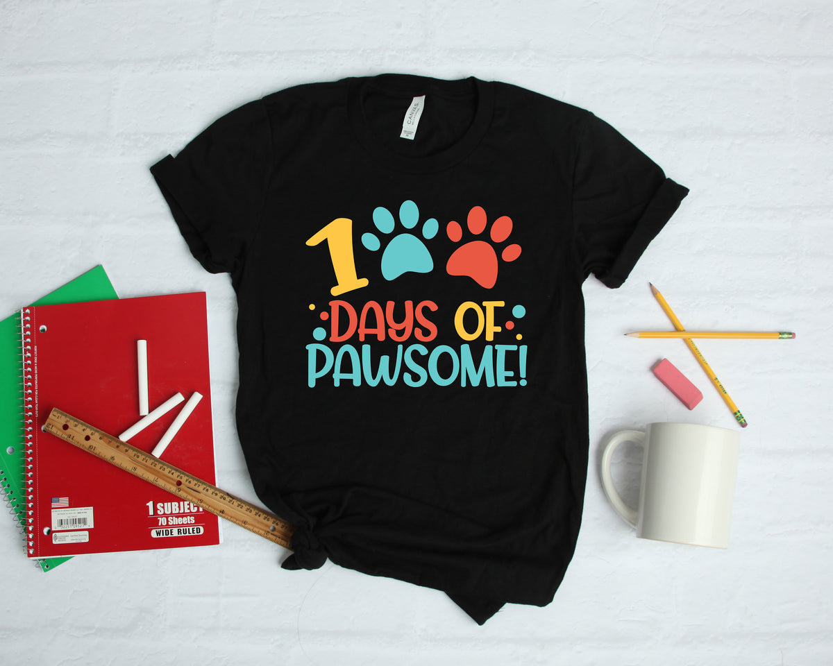 Dog Paws 100 Days of School Cute TShirt Hoodie Sweatshirt Long Sleeve Apparel Gift Hoodie – Premium Graphic · Top Pick For Any Outfit