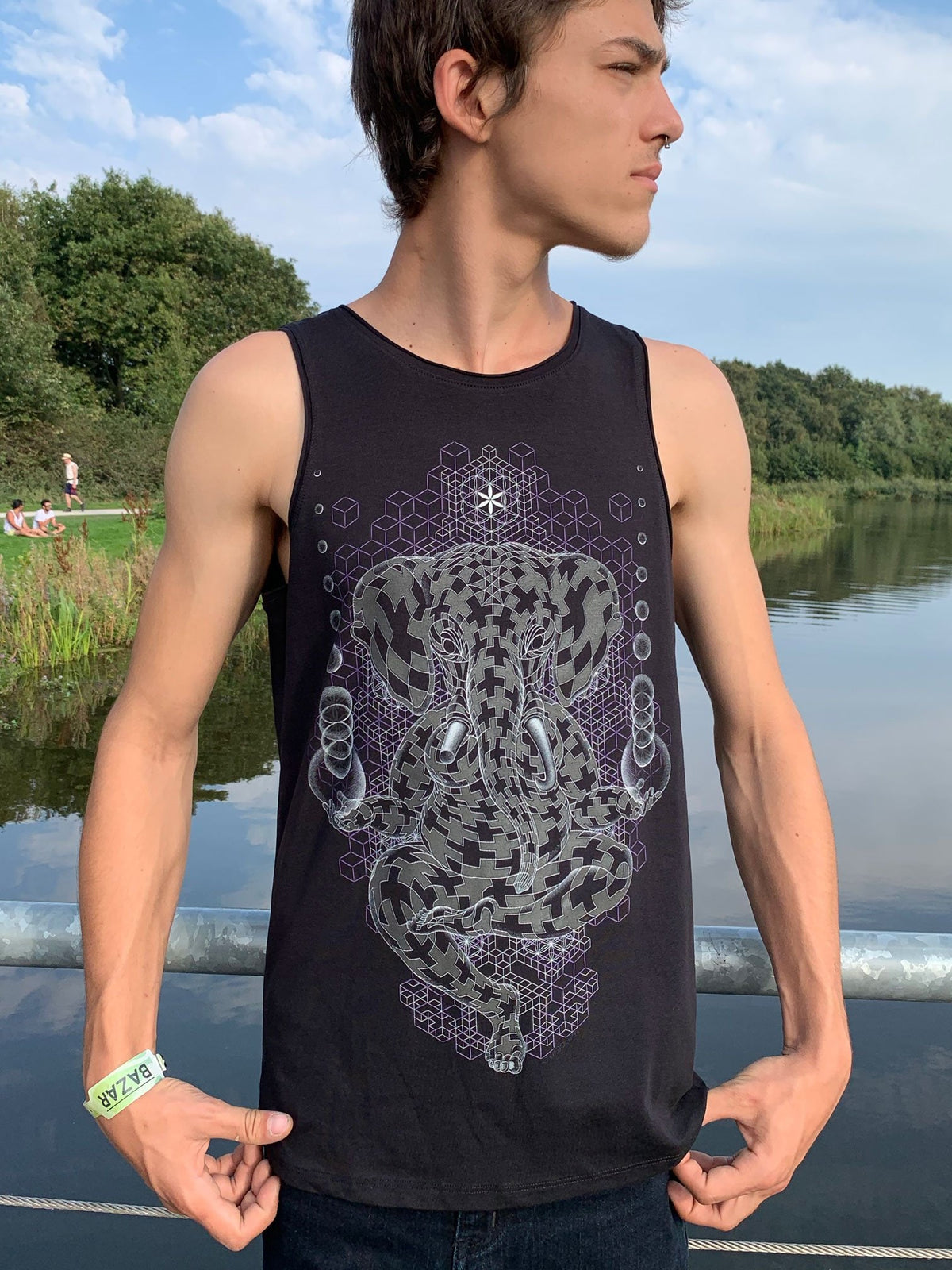 Ganesh Men Tank Top Black Burning Men Festival Wear Black Cotton Tanktop Psychedelic Psy Trance Festival Clothing Tank Top – Premium Graphic · High-Quality Print