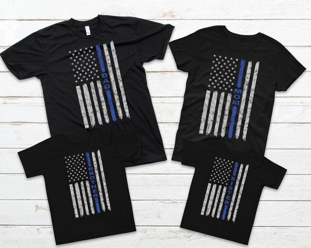 Family Thin Blue Line TShirt Matching Police Officer Shirts American Flag TShirt Hoodie Baby One Piece Hoodie – Warm & Stylish · Perfect For Daily Wear