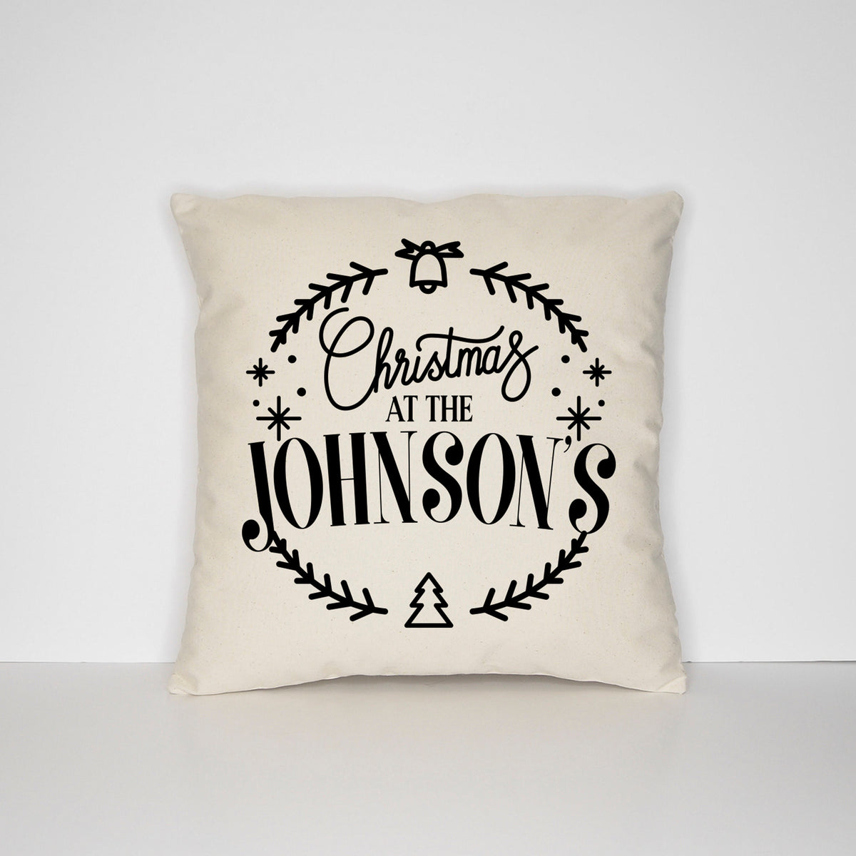 Personalized Christmas Throw Pillow Case Custom Family Name Cushion Cover Festive Home Decor Graphic Tee – Premium Graphic · High-Quality Print