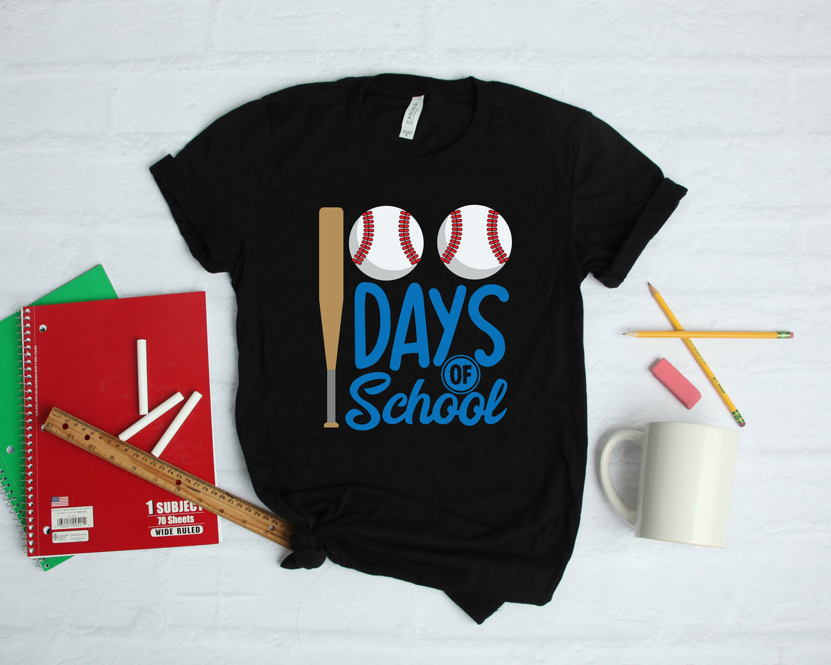 Baseball 100 Days of School Athlete TShirt Hoodie Sweatshirt Long Sleeve Apparel Gift Hoodie – Premium Graphic · Must-Have Style