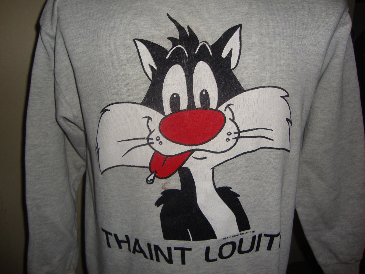 Vintage 9039s Looney Tunes Sylvester St Louis Tourist Thaint Louith Cat Souvenir Neck Sweatshirt Size M Sweatshirt – Aesthetic Look · High-Quality Print