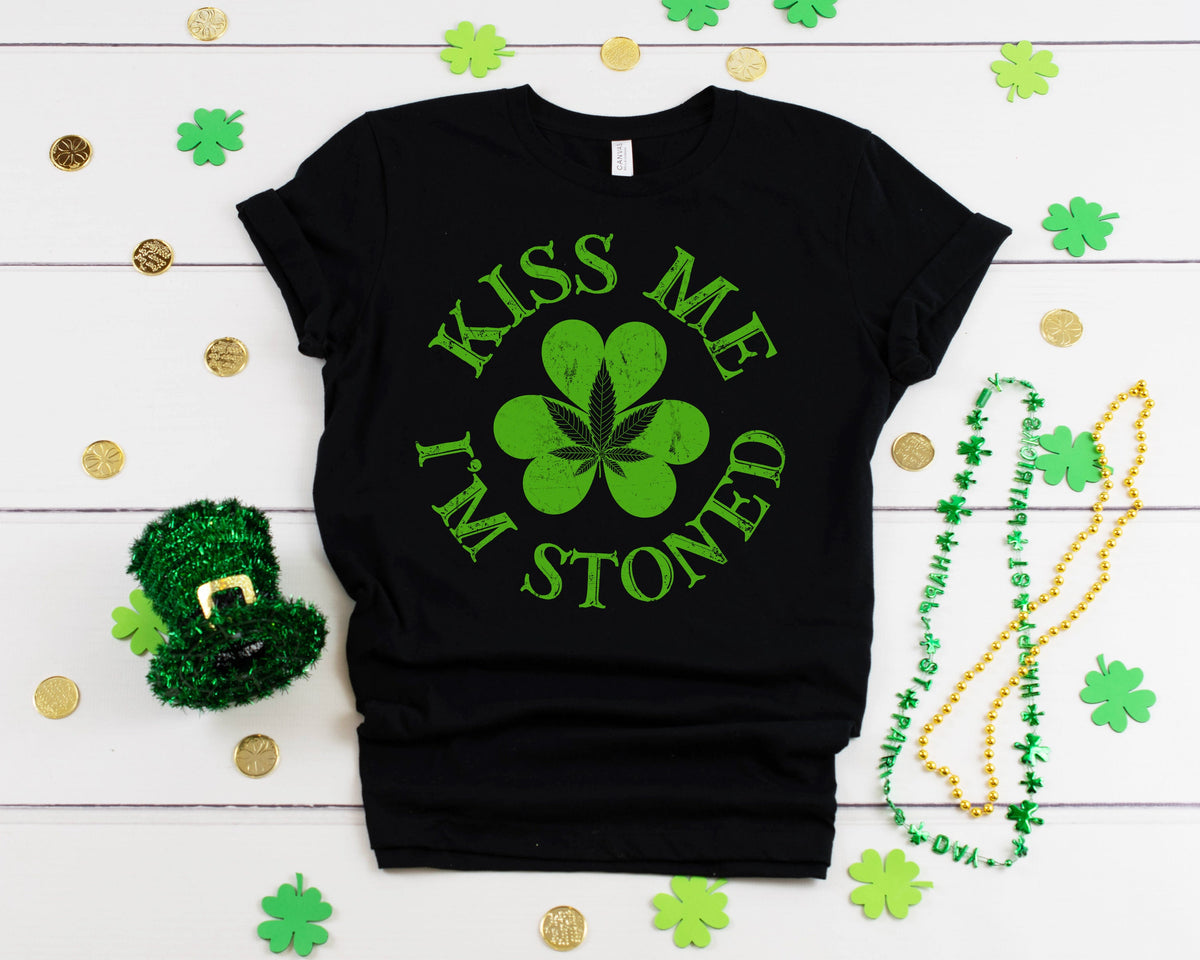 Kiss Me I39m Stoned Shirt Funny Marijuana Weed St Patrick39s Day Outfit TShirt Hoodie Sweatshirt Long Sleeve Apparel Gift Hoodie – Feel-Good Design · High-Quality Print