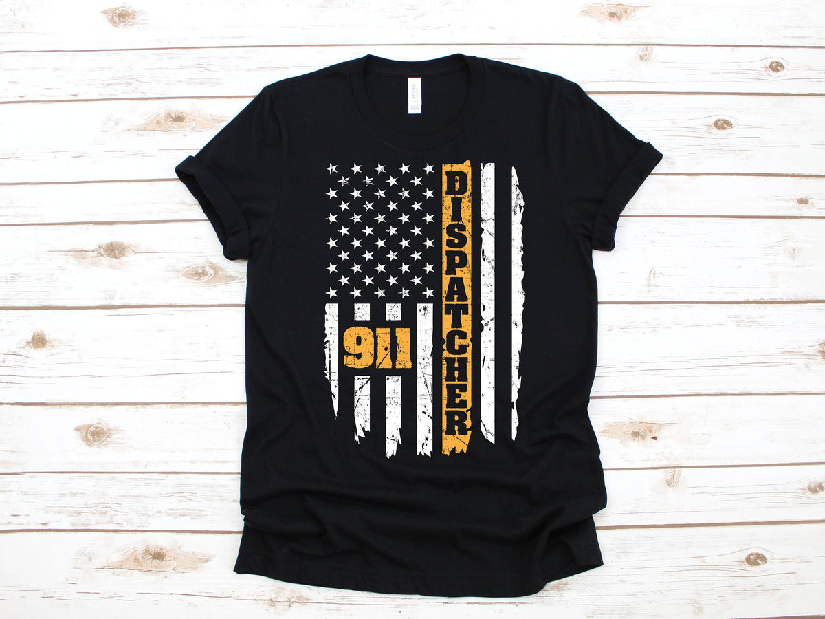 911 Dispatcher American Flag TShirt USA Emergency Operator Thin Gold Line Tank Top Hoodie Sweatshirt Long Sleeve Hoodie Apparel Gift Hoodie – Soft Feel · High-Quality Print