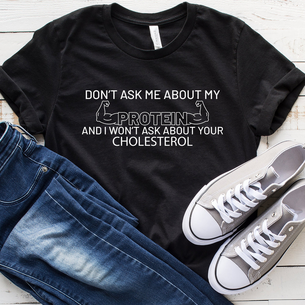 Don39t Ask Me About My Protein And I Won39t Ask You About Your Cholesterol TShirt Funny Vegan Shirt Vegetarian Shirt Tank Top Hoodie Hoodie – Soft Feel · High-Quality Print