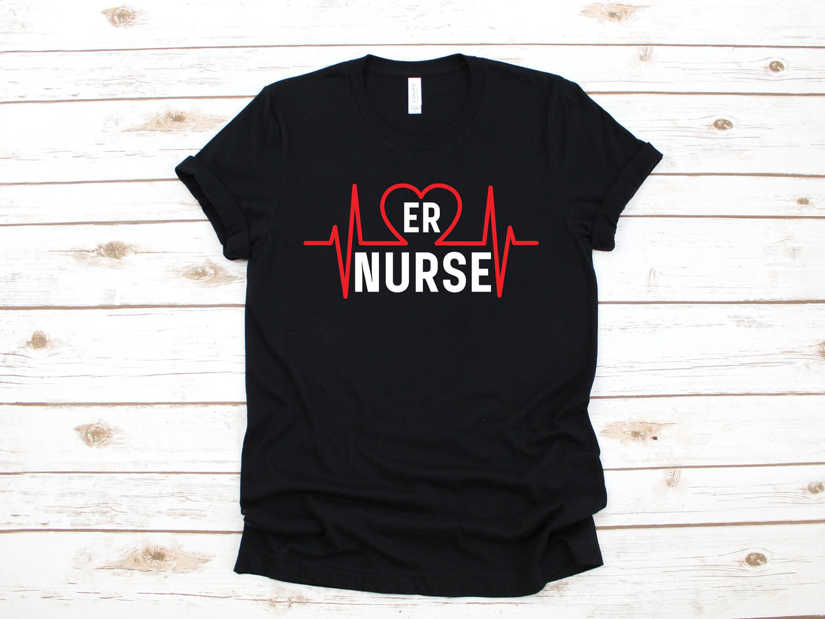 ER Nurse Heartbeat Shirt Cute Emergency Room Nurses TShirt Hoodie Sweatshirt Long Sleeve Nursing Student Graduation Apparel Gift Hoodie – Aesthetic Look · Trending Graphic Apparel