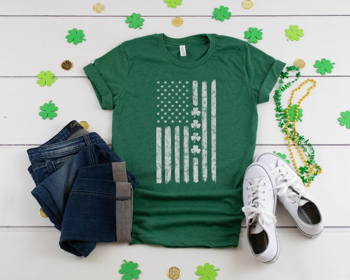 American Flag St Patrick39s Day USA Green Shirt Irish American TShirt USA Patriotic Shamrock Outfit Apparel Graphic Tee – Premium Graphic · Top Pick For Any Outfit