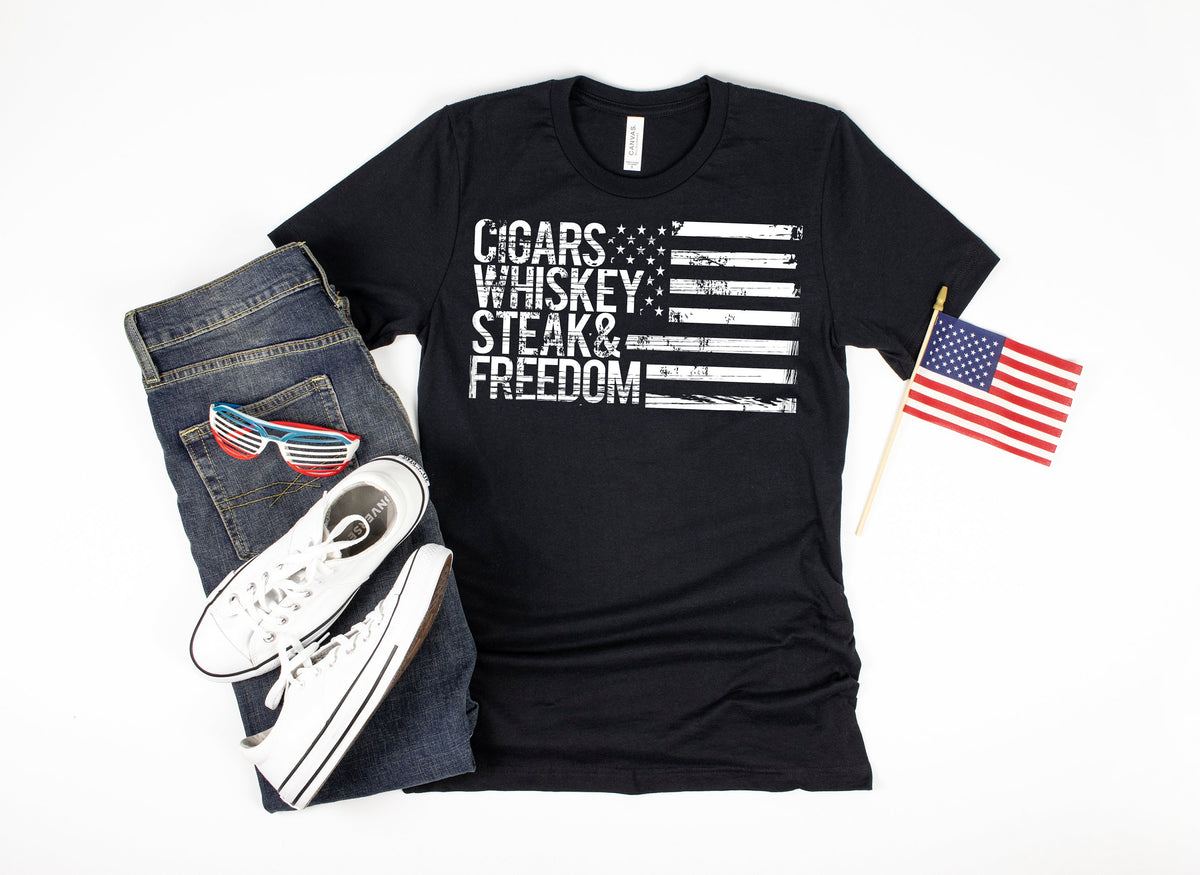 Cigar Whiskey Steak Freedom USA Flag TShirt July 4th Cacti American Flag Tank Top Fourth of July Hoodie Sweatshirt Long Sleeve Gift Hoodie – Everyday Comfort · High-Quality Print