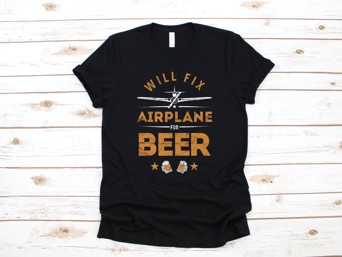 Will Fix Airplane for Beer Shirt Funny Aircraft Mechanic Plane Engineer TShirt Tank Top Hoodie Sweatshirt Long Sleeve Apparel Gift Hoodie – Fan Favorite · High-Quality Print