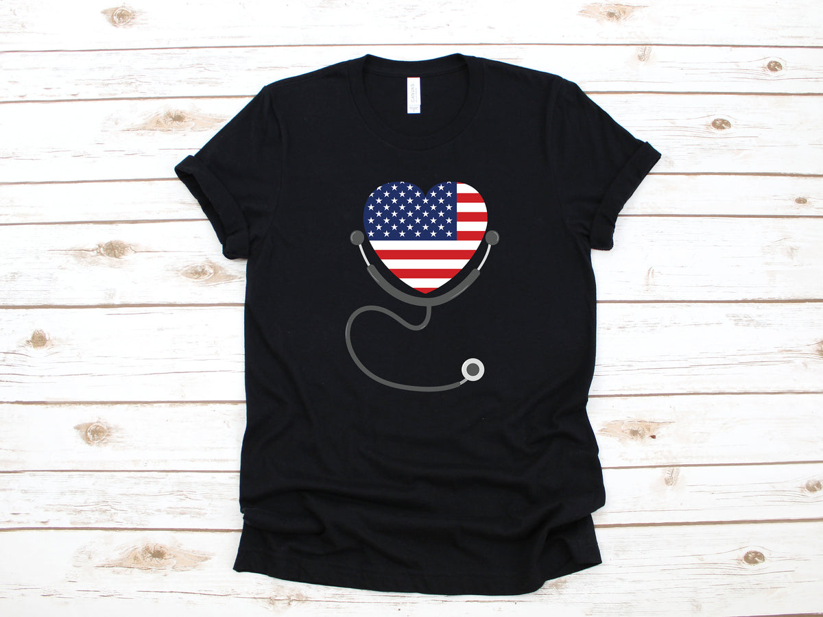 Nurse American Flag Stethoscope Shirt USA 4th July Nursing Hoodie Sweatshirt Long Sleeve Nursing Student Graduation Apparel Gift Hoodie – Fan Favorite · Trending Graphic Apparel