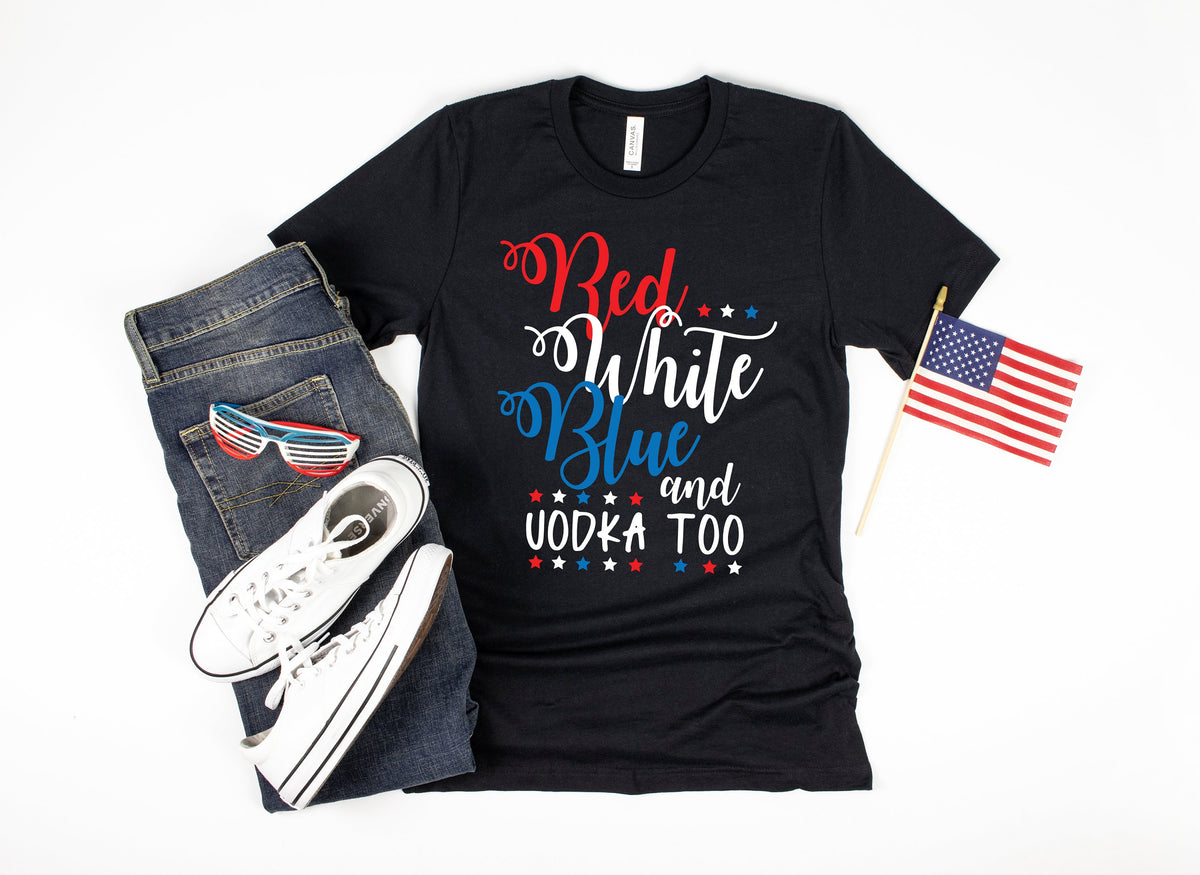 Red White Blue Vodka USA Flag TShirt July 4th Funny Alcohol American Flag Tank Top Fourth of July Hoodie Sweatshirt Long Sleeve Gift Hoodie – Bold Style · Trending Graphic Apparel