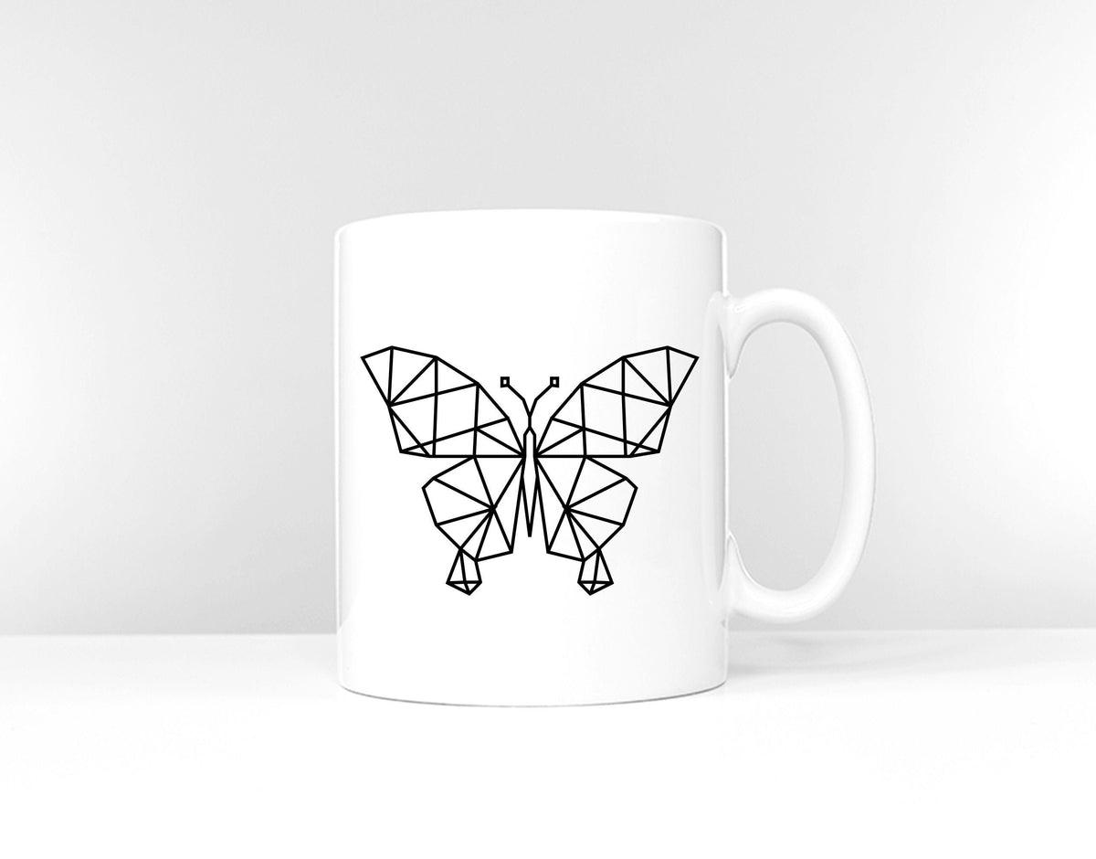 Geometric Butterfly Mug Butterflies Wildlife Gift Geometric Print Coffee Mug Graphic Tee – Easygoing Wear · Trending Graphic Apparel