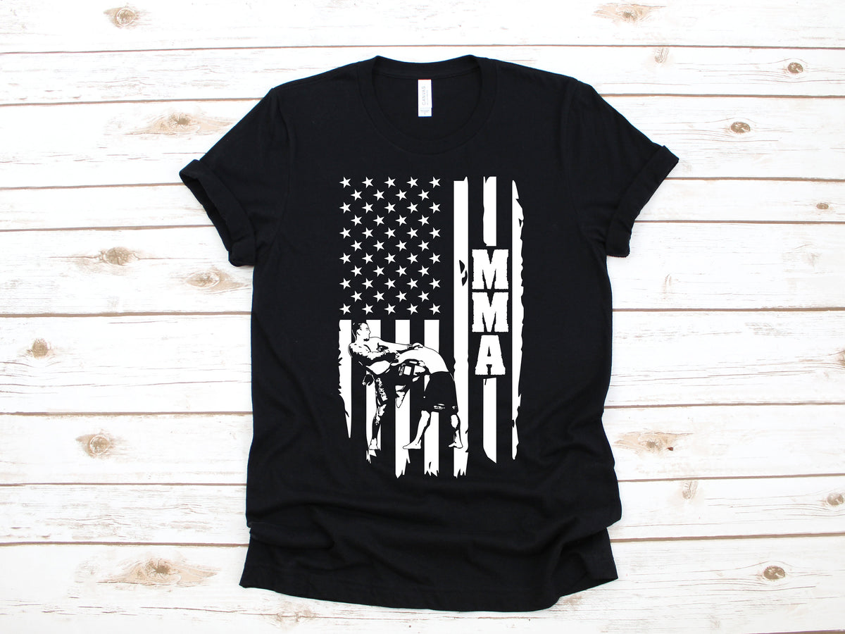 MMA Shirt Martial Arts American Flag USA TShirt Hoodie Sweatshirt Long Sleeve Apparel Graduation Gift Hoodie – Cozy Vibes · Great Gift For Fans