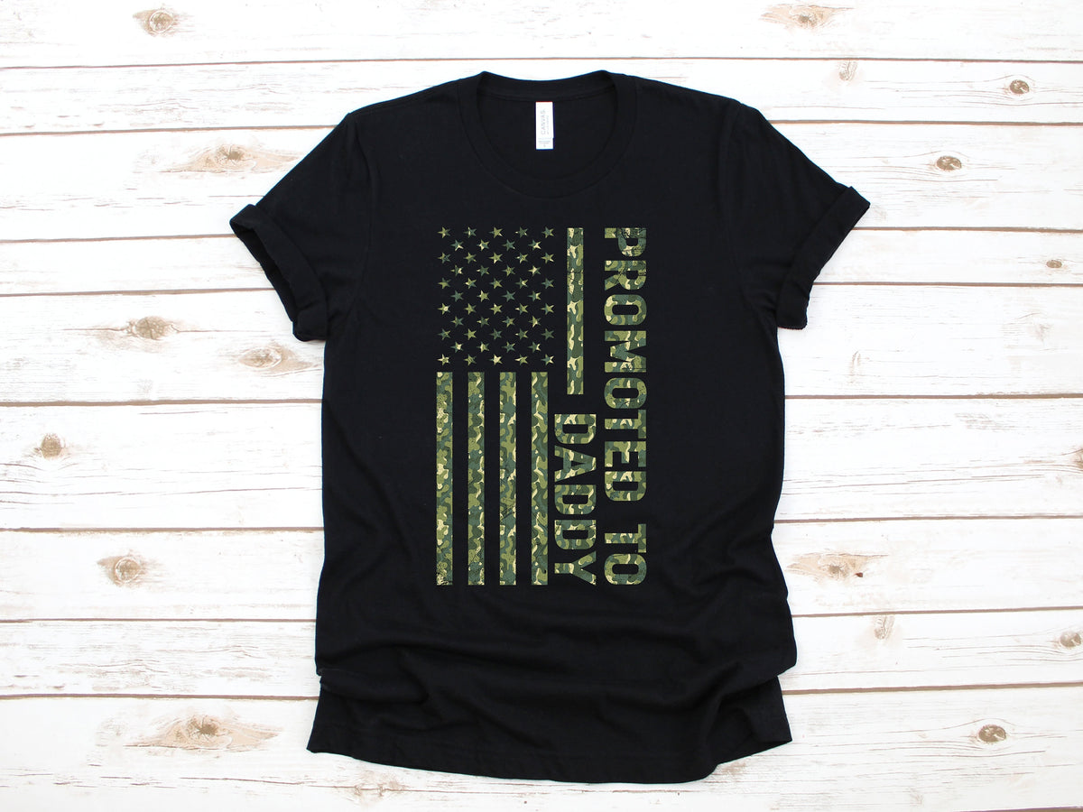 Promoted To Daddy Shirt Camo American Flag USA Camouflage New Dad Fathers Day Gift Hunter Hunting T Shirt Graphic Tee – Premium Graphic · Trending Graphic Apparel
