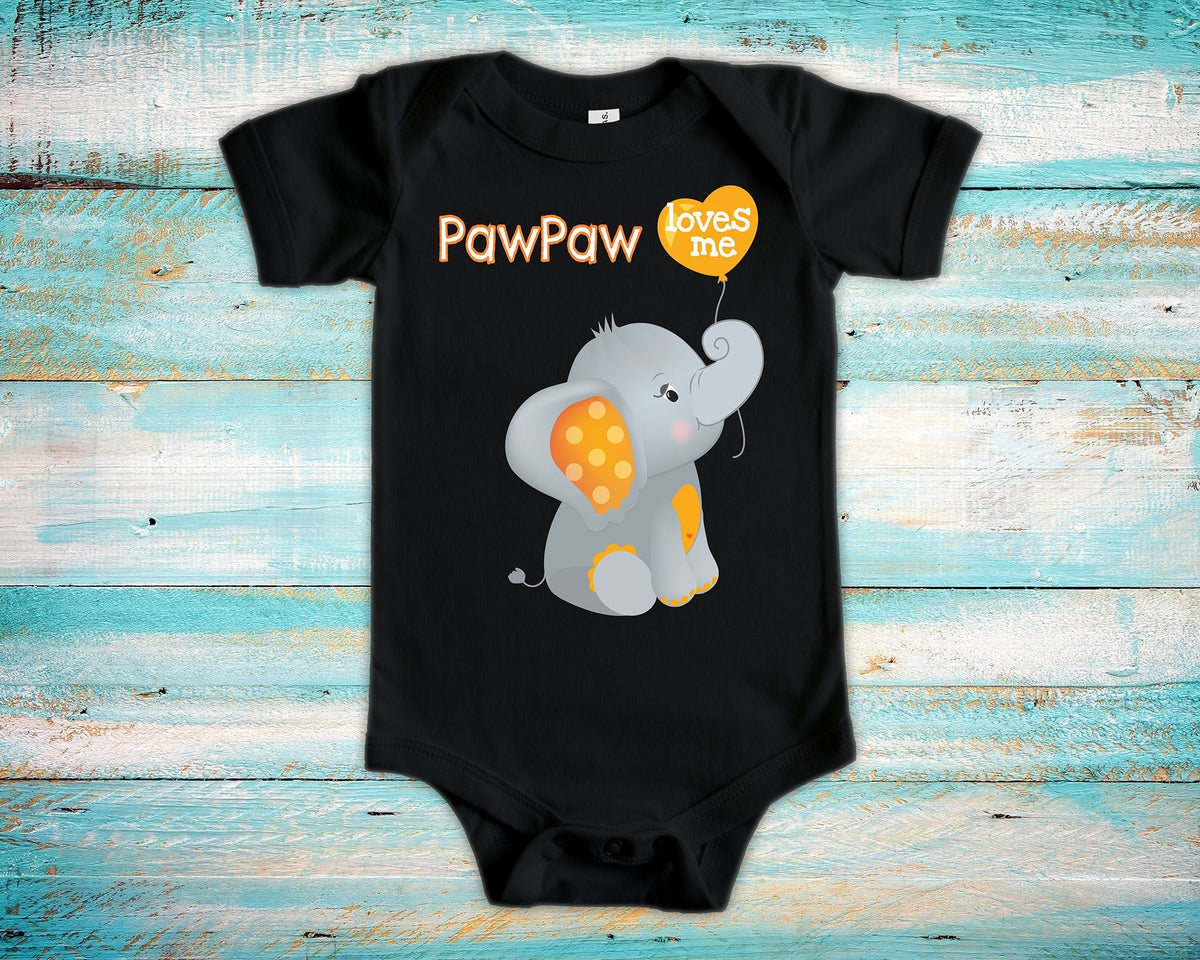 PawPaw Loves Me Grandpa Name Elephant Baby Bodysuit Unique Grandfather Gift Idea for Granddaughter or Grandson Can Be Custom Personalized Graphic Tee – Feel-Good Design · Must-Have Style