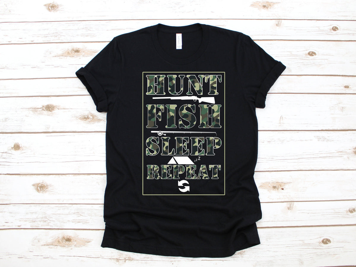 Hunt Fish Sleep Repeat Camouflage Shirt Funny Camo Hunting Gift Hunting TShirt Hoodie Long Sleeve Hoodie Sweatshirt Hoodie – Cozy Vibes · Top Pick For Any Outfit