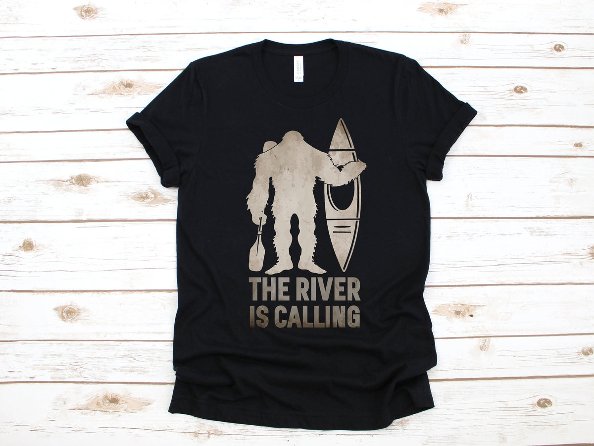 Bigfoot Kayak Sasquatch TShirt Funny The River Is Calling Shirt Tank Top Hoodie Hoodie Long Sleeve Apparel Gift Hoodie – Soft Feel · Must-Have Style