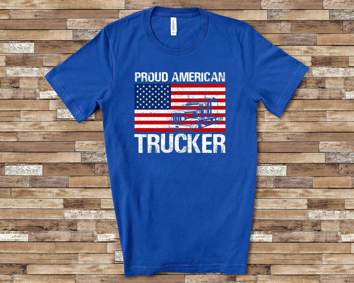 Proud American Trucker Shirt Truck Driver Birthday Christmas or Father39s Day Gifts for Trucker Dad or Trucker Husband Graphic Tee – Everyday Comfort · Perfect For Daily Wear