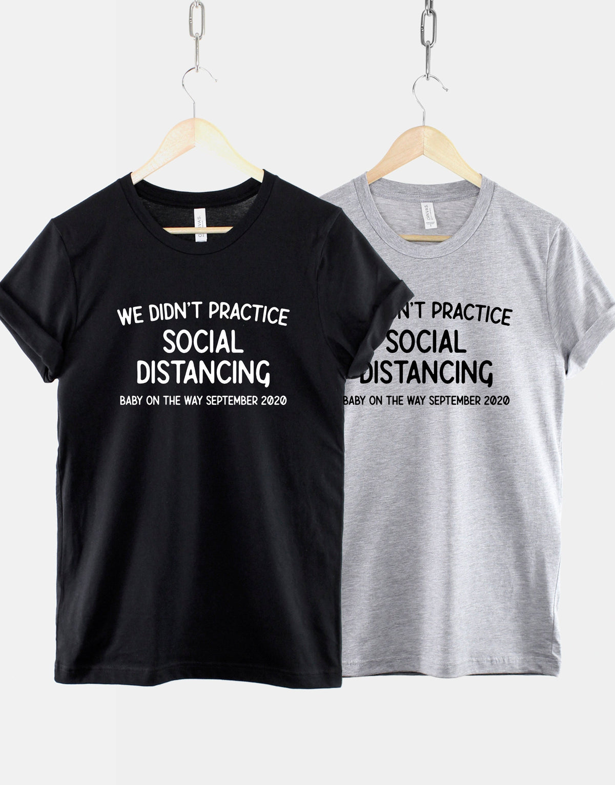 Pregnancy Announcement Shirt We Didn39t Practice Social Distancing TShirt Quarantine Baby Reveal TShirt For Couples Graphic Tee – Fan Favorite · High-Quality Print