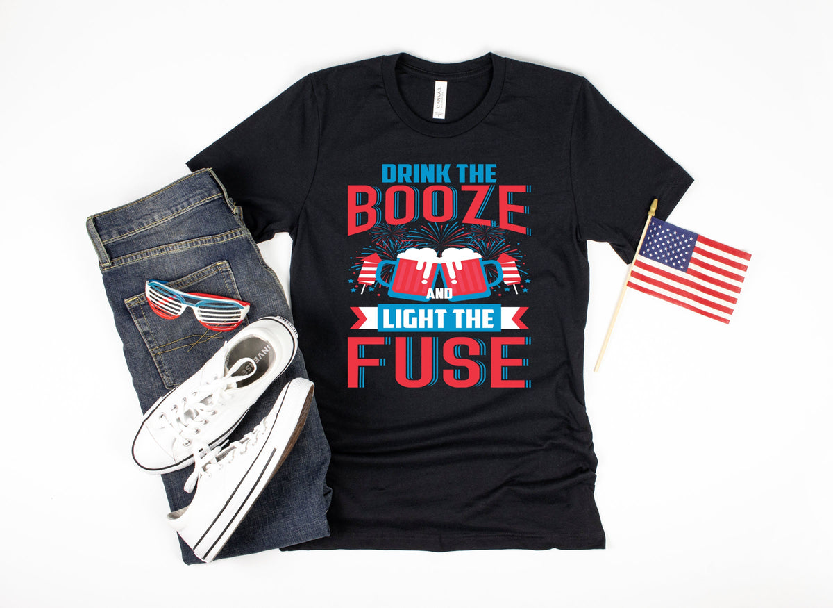 Drink Booze Light Fuse TShirt Funny Beer Fireworks July 4th Tee Fourth of July Tank Top Hoodie Alcohol Party Long Sleeve Gift Hoodie – Bold Style · Must-Have Style