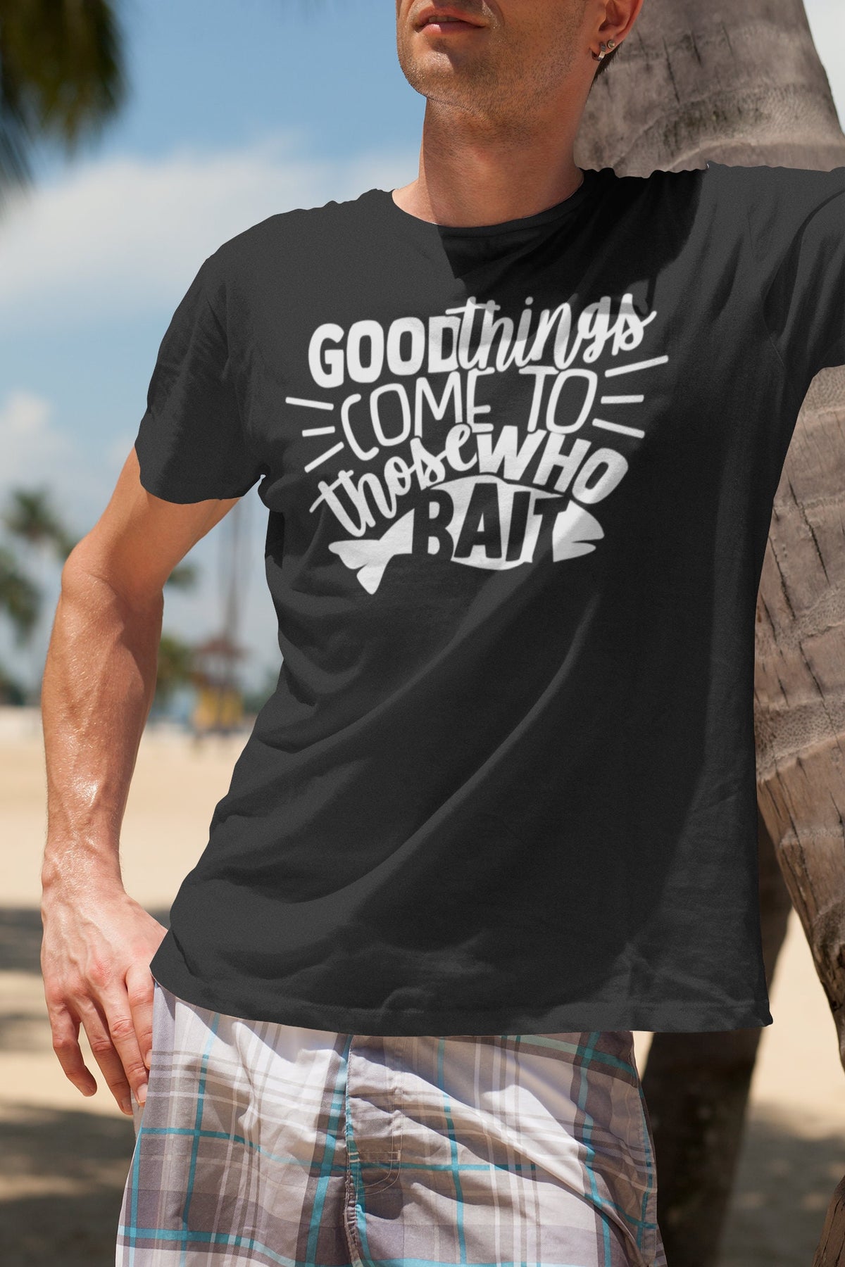Birthday Gifts For Dad Men Mens Fishing T Shirt Good Things Come To Those Who Bait Fishing TShirt Sea Fishing Graphic Tee – Aesthetic Look · Perfect For Daily Wear