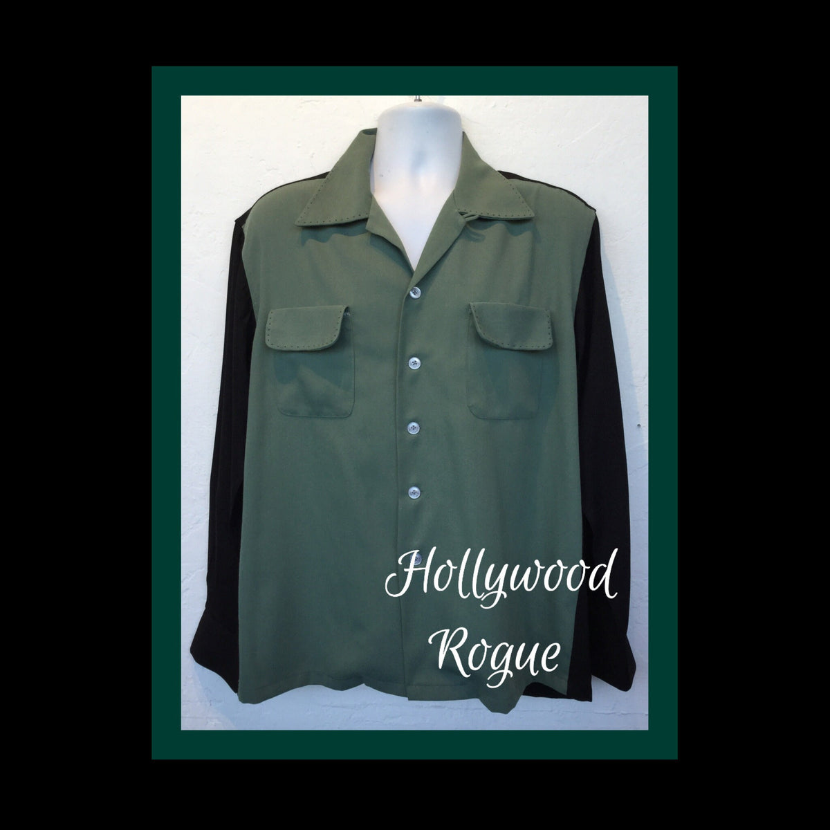 HR017 195039s vintage reproduction Hollywood Rogue two tone gabardine shirt with top stitching Graphic Tee – Premium Graphic · Must-Have Style