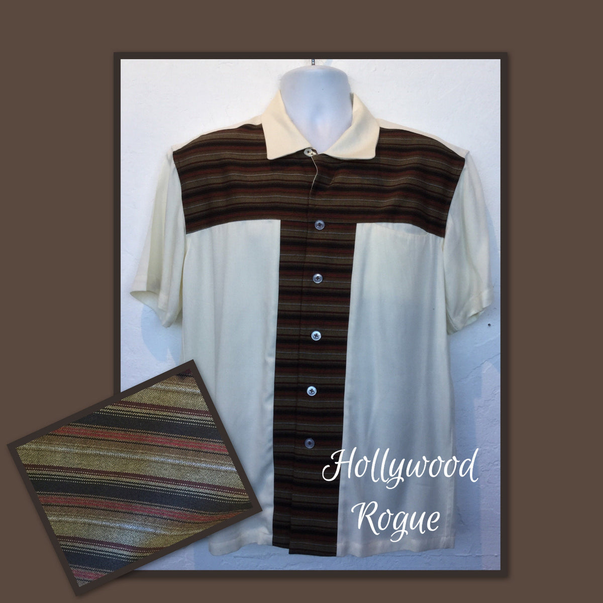 HR002 195039s vintage reproduction stripe T panel Hollywood Rogue shirt Graphic Tee – Fan Favorite · Must-Have Style