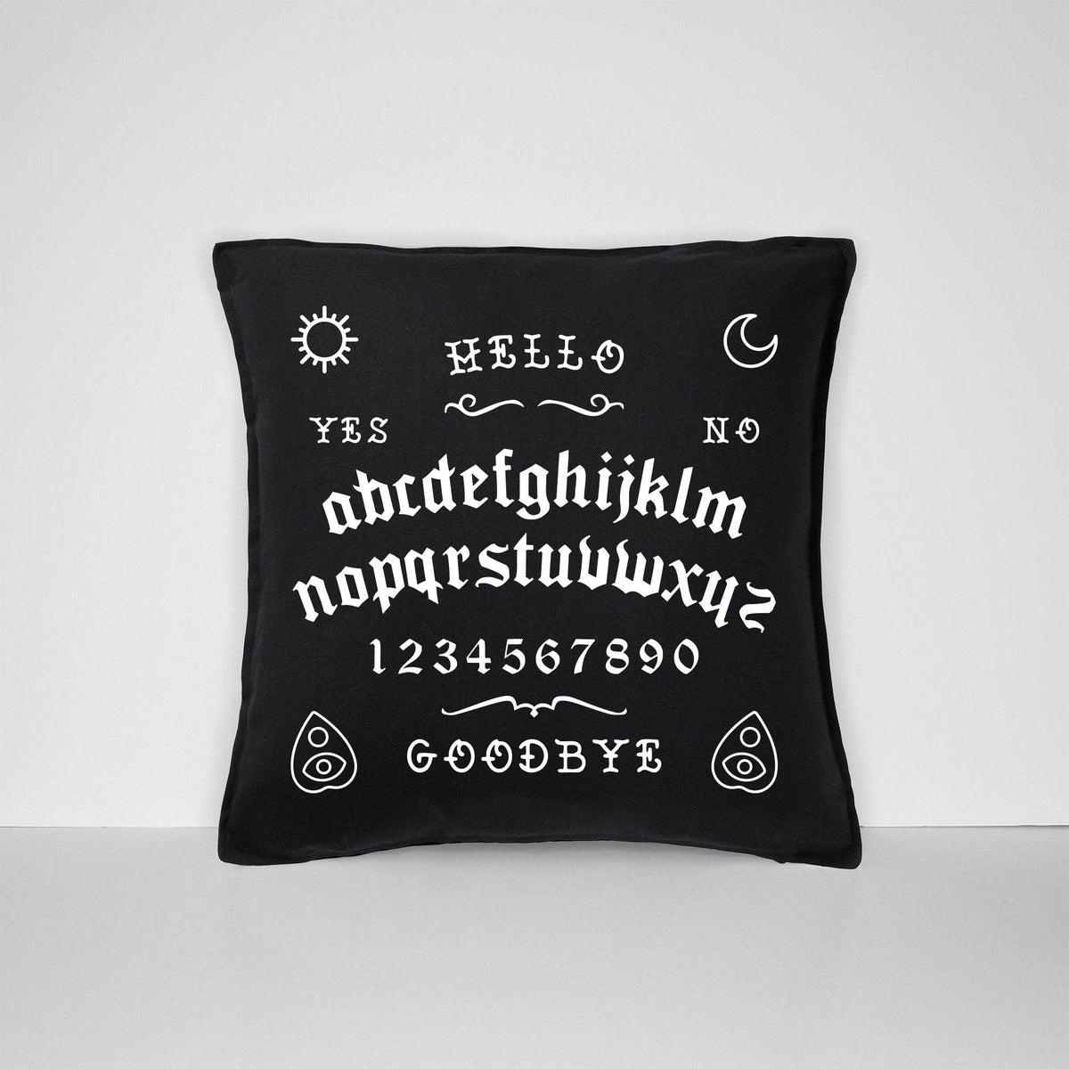 Spirit Board Inspired Cushion Black Goth Talking Board Cushion Gothic Home Decor Graphic Tee – Premium Graphic · Top Pick For Any Outfit