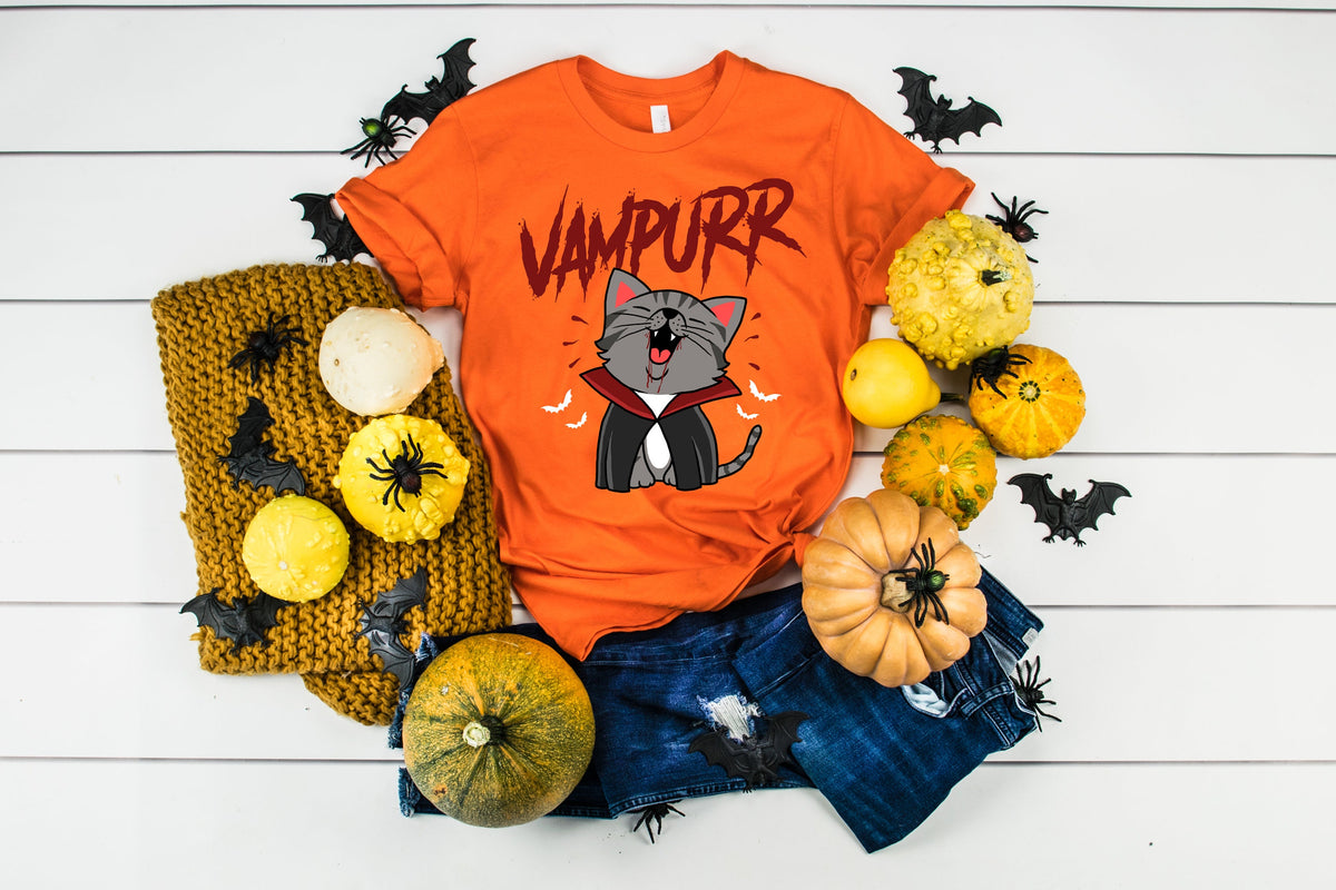 Vampurr Funny Cat Vampire Halloween Shirt Kitten Pun Costume TShirt Kid Child Infant Baby Bodysuit One Piece Graphic Tee – Bold Style · Must-Have Style