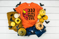 Half Evil 666 Halloween Shirt 333 Devil Pun Costume Orange TShirt Graphic Tee – Warm & Stylish · Great Gift For Fans