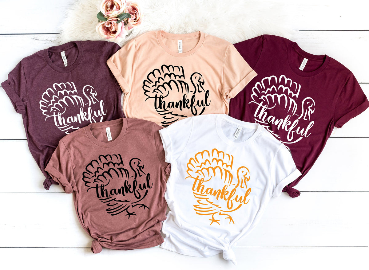 Thankful Shirt Thankful Fall Turkey Day Thankful Family Shirts Thanksgiving Shirts Family Matching Shirts Cute Tshirt Family Dinner T Graphic Tee – Aesthetic Look · Must-Have Style