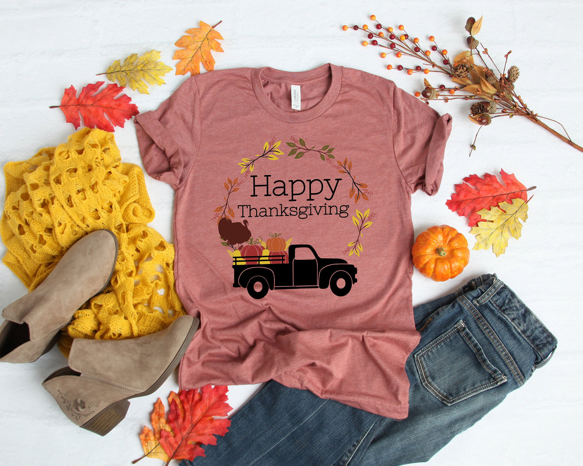 Happy Thanksgiving Shirt Pumpkin TeeThanksgiving Family ShirtThanksgiving MatchingFall Truck ShirtFall ShirtPumpkin Truck Graphic Tee – Easygoing Wear · High-Quality Print