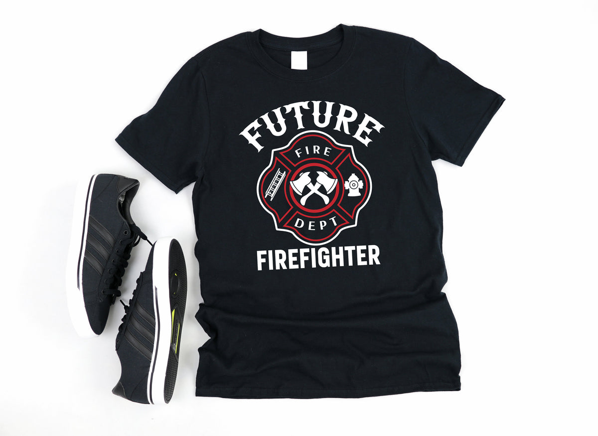 Future Firefighter Shirt Fire Academy Tee Shirt Hoodie Sweatshirt Long Sleeve Children TShirt Kids Apparel Hoodie – Cozy Vibes · High-Quality Print