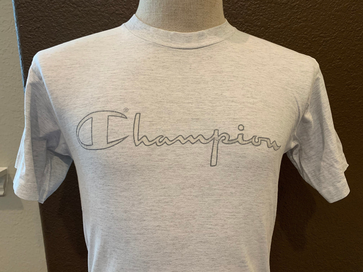 Vintage 8039s Champion Grey T Shirt Size M Graphic Tee – Aesthetic Look · High-Quality Print