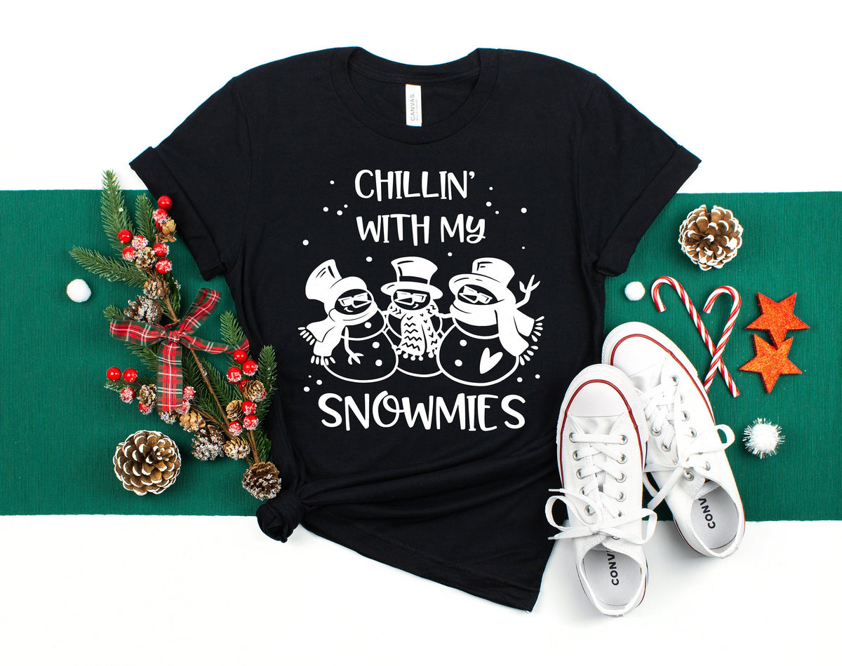 Chillin with my Snowmies Christmas ShirtIt is the Most Wonderful Time Of The YearMerry ChristmasMatching Family Family Matching Graphic Tee – Everyday Comfort · Great Gift For Fans