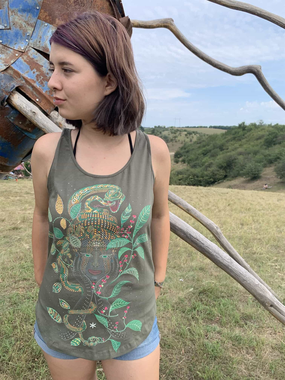 Ayahuasca Tank top Sacred Geometry Women Yoga Top Racer Back Tanktop Glow in The Dark UV Active Top Tank Top – Aesthetic Look · Great Gift For Fans