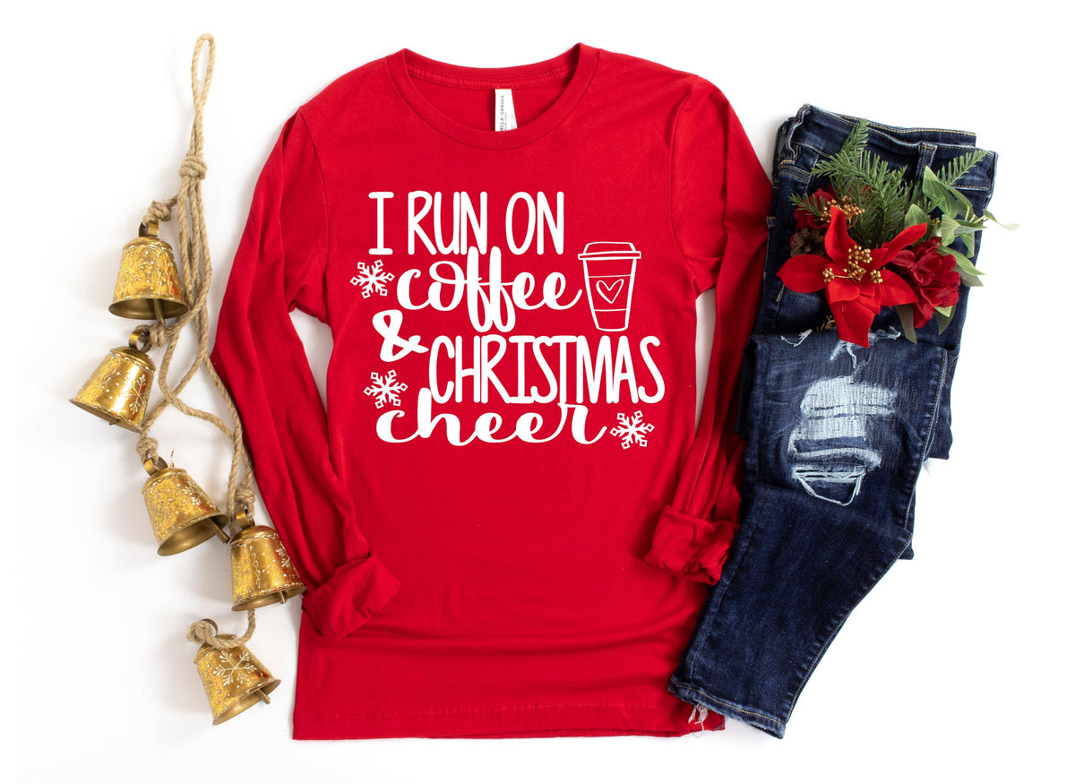 Christmas Shirt i run on coffee shirt Christmas Cheer ShirtMatching Family Personalized Holiday Xmas ShirtMatching Graphic Tee – Fan Favorite · Top Pick For Any Outfit