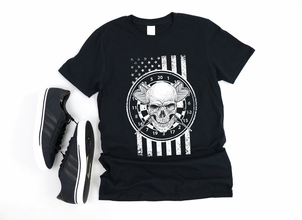 Darts American Flag Skull TShirt Dart Team USA Long Sleeve Sweatshirt Dartboard Tees Hoodie Tank Top Hoodie – Easygoing Wear · Trending Graphic Apparel