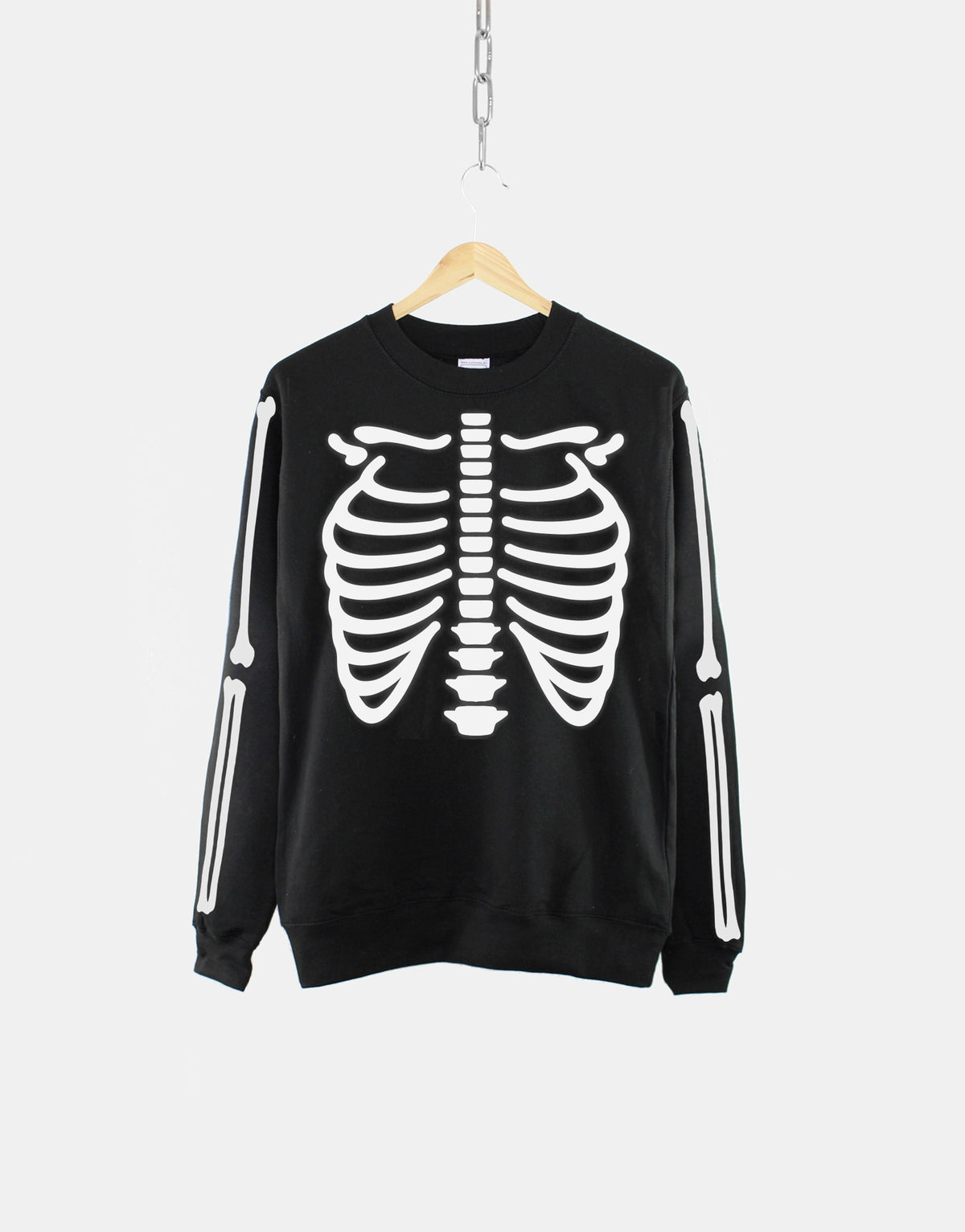 Halloween Skeleton Bones Rib Cage Sweatshirt Adult X Ray Costume Sleeve Print Crew Neck Jumper Sweatshirt – Cozy Vibes · Trending Graphic Apparel