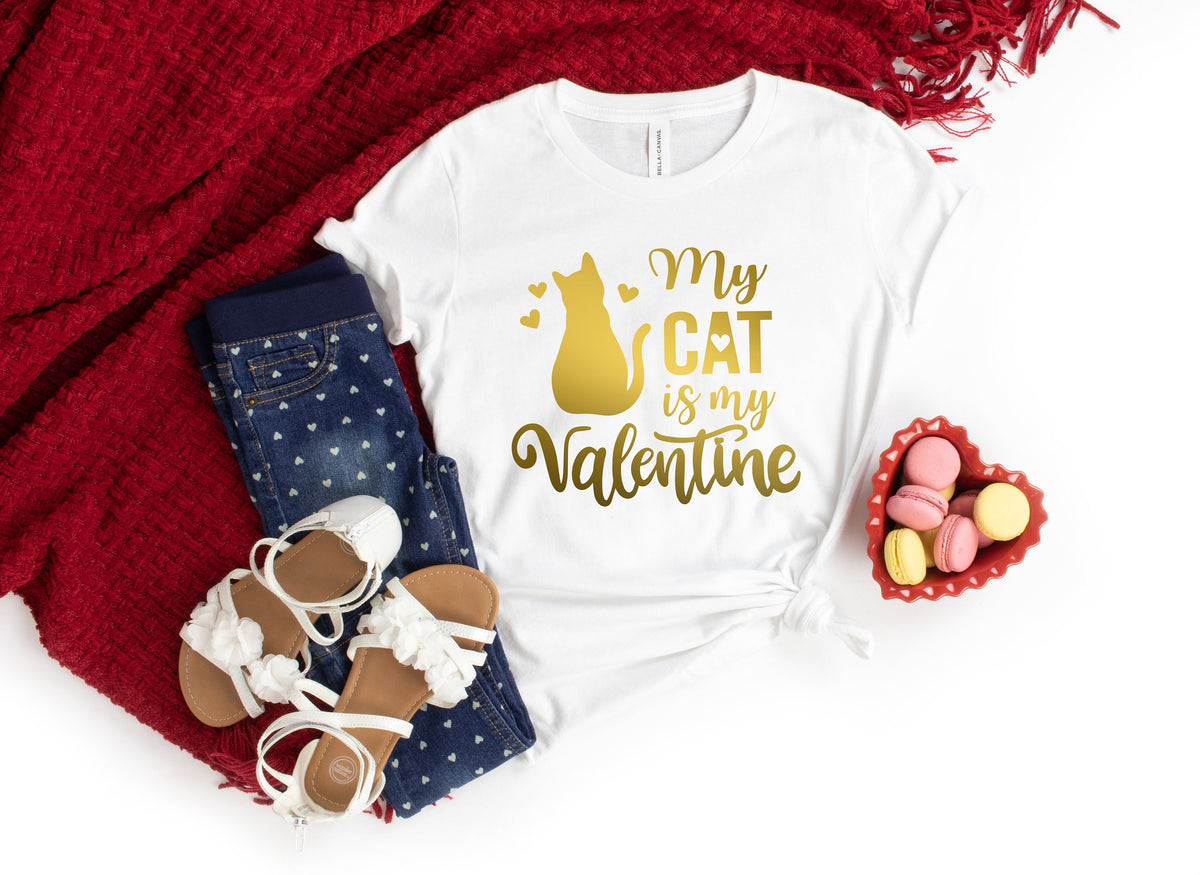 My Cat Is My Valentine Shirt Cat Lover Shirt Funny Valentine39s Shirt Valentine39s Day Shirt Cat Mom Fur Mama For Life Cat Valentine Graphic Tee – Aesthetic Look · High-Quality Print