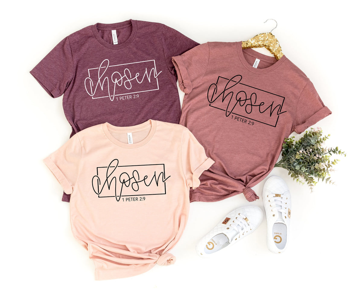 Chosen 1 Peter 29 Chosen Shirt Christian Shirts Christian Shirts For Women Christian Apparel Christian Clothing Chosen Shirt Graphic Tee – Feel-Good Design · Trending Graphic Apparel