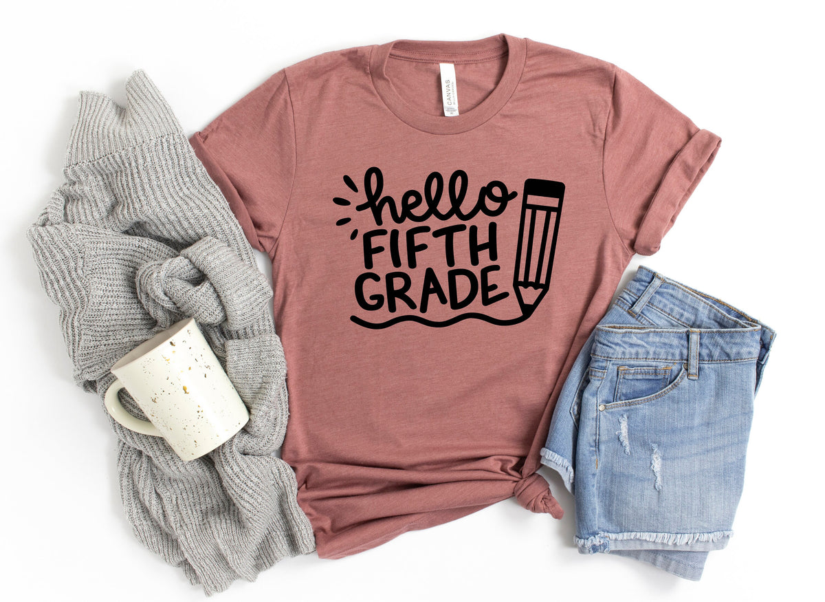Hello Fifth Grade Shirt Fifth Grade Teacher Shirt Teacher Gift Gift for Teachers 5th Grade Fifth Grade TeacherBack to School Shirt Graphic Tee – Soft Feel · Must-Have Style