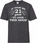 21st Birthday Gifts Mens Heather T Shirt Top Shirt Gift Present Twenty One It Took 21 Years To Look This Good Funny Tee Happy 21st Birthday Graphic Tee – Soft Feel · Perfect For Daily Wear